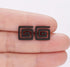 Rhodium Plated Ancient Greek Key Gun Black Men & Women Stud Earrings